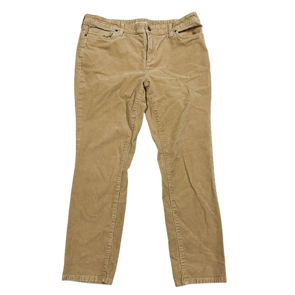 Lands End Women's Jeans Size 16 Mid Rise Slim Brown‎ Corduroy Denim Pants - Picture 1 of 7